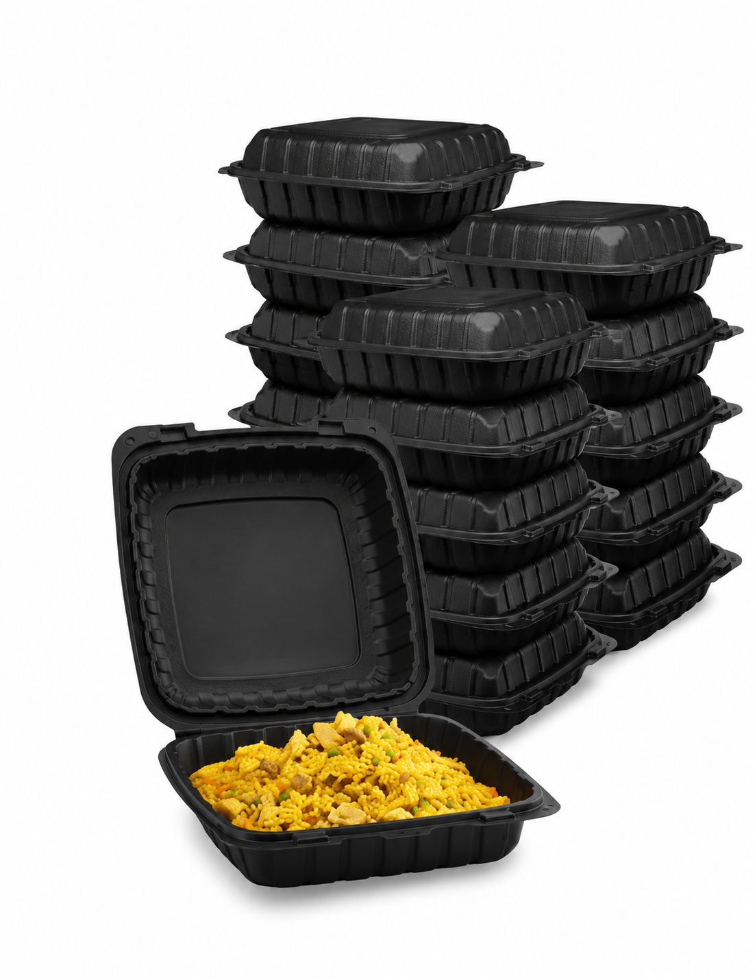 RL2-16 9x9 Black Hinged Container 150PCS  A1009