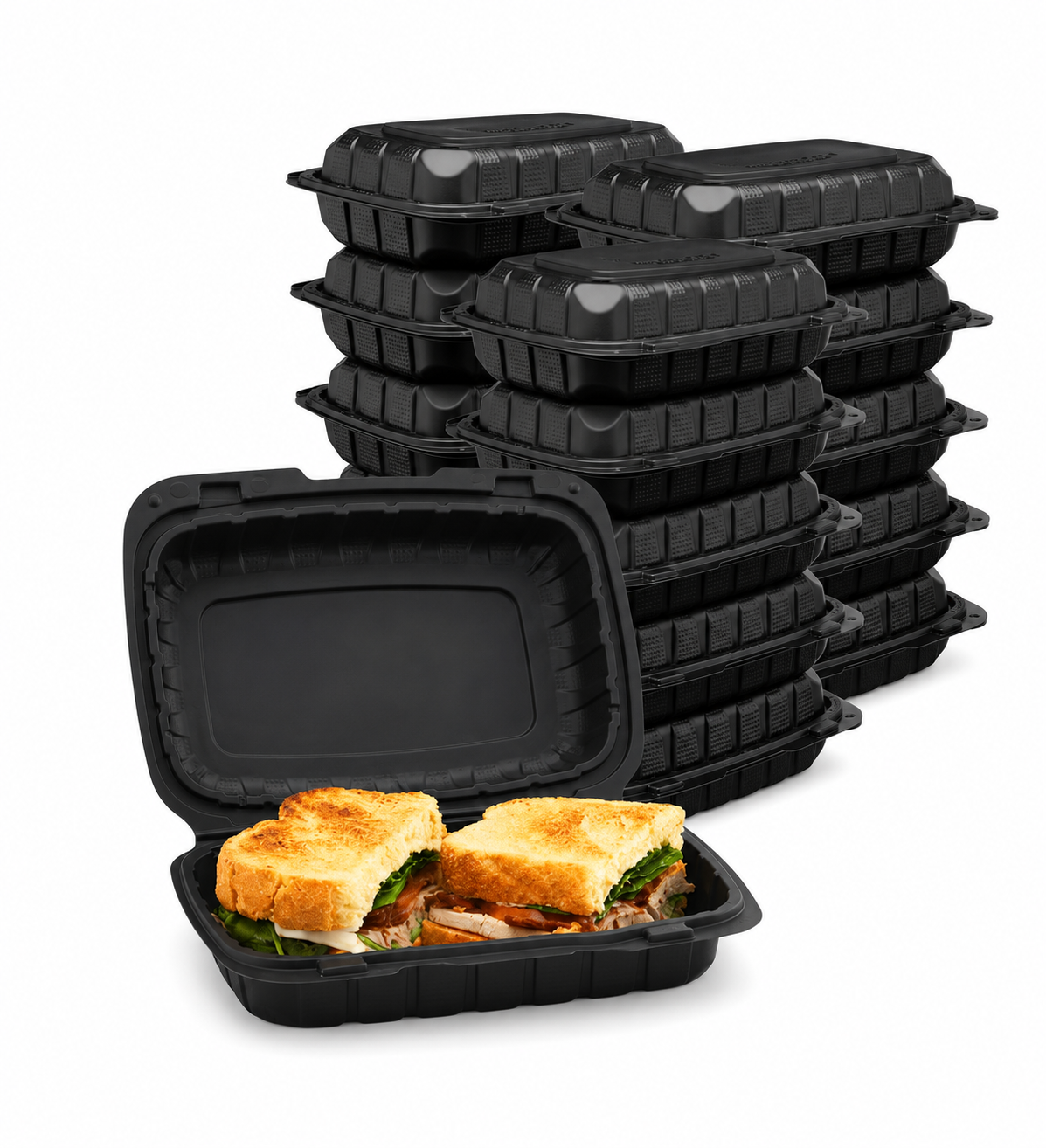 RL2-15 9x6 Black Hinged Containers Microwaveable 150PCS  A1003