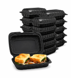 RL2-15 9x6 Black Hinged Containers Microwaveable 150PCS  A1003