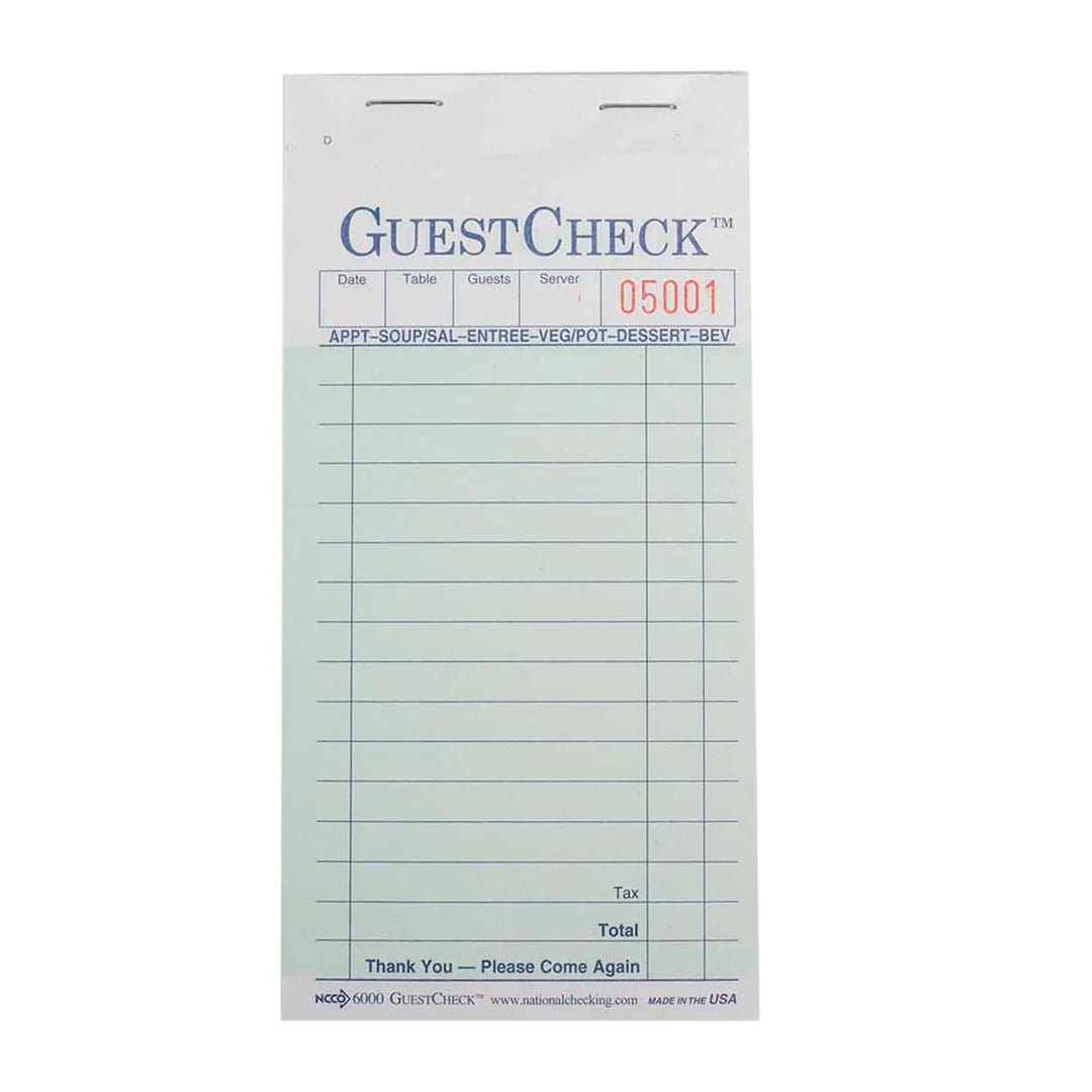 Guest Checks Size: 3.5"X 6.75" 2500 checks/case