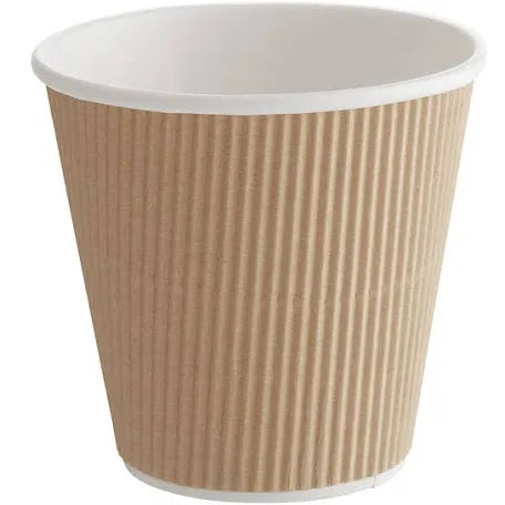 E1- 8oz Double Wall Ripple Kraft Paper Hot Cups 500pcs