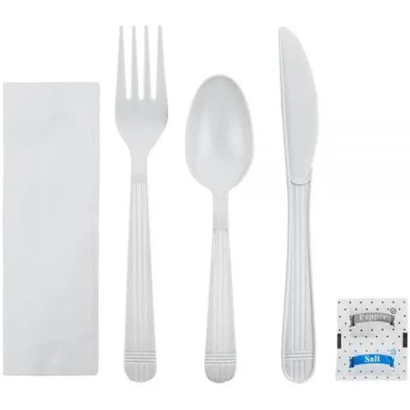 6 piece white cutlery 250pcs