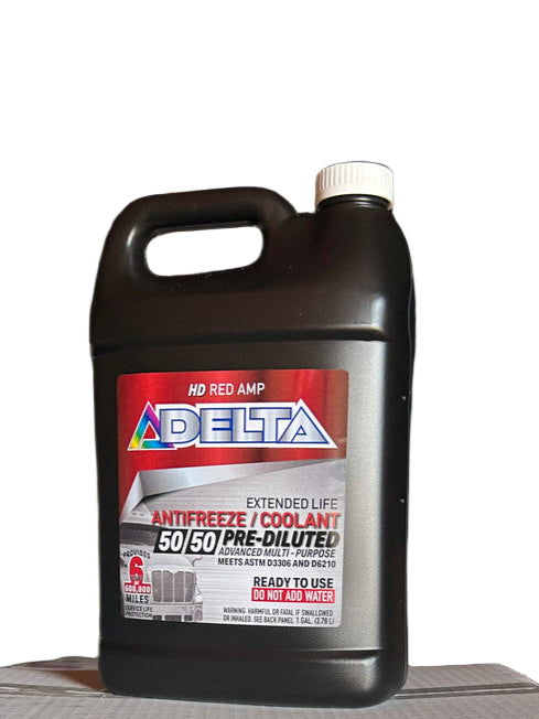 Delta Heavy Duty Red Antifreeze Coolant 50/50 Pre-Diluted 1 Gallon – 6 Pack