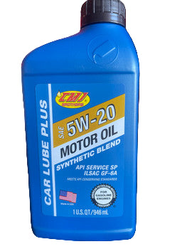 Car Lube Plus 5W-20 Synthetic Blend Motor Oil Bottle