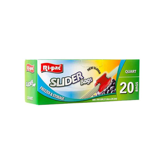 Ri-Pac Quart Slider Zipper Storage Bags 20 count box – resealable freezer-safe food storage