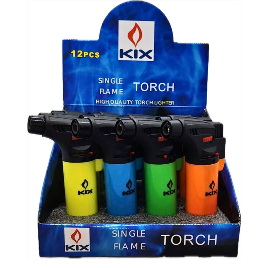 KIX Torch Gun Lighter Solid 12ct Pack – refillable wind-resistant jet torch lighter