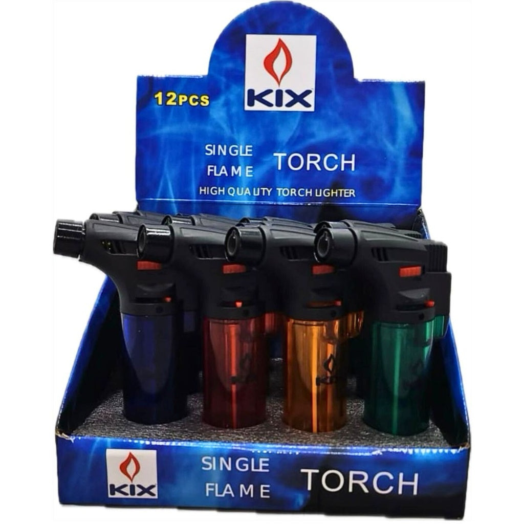 Torch Gun Lighter 12ct UN1057 RF-850-S4 Transparent refillable single flame multipack