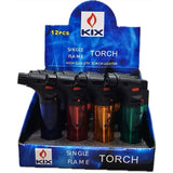 Torch Gun Lighter 12ct UN1057 RF-850-S4 Transparent refillable single flame multipack