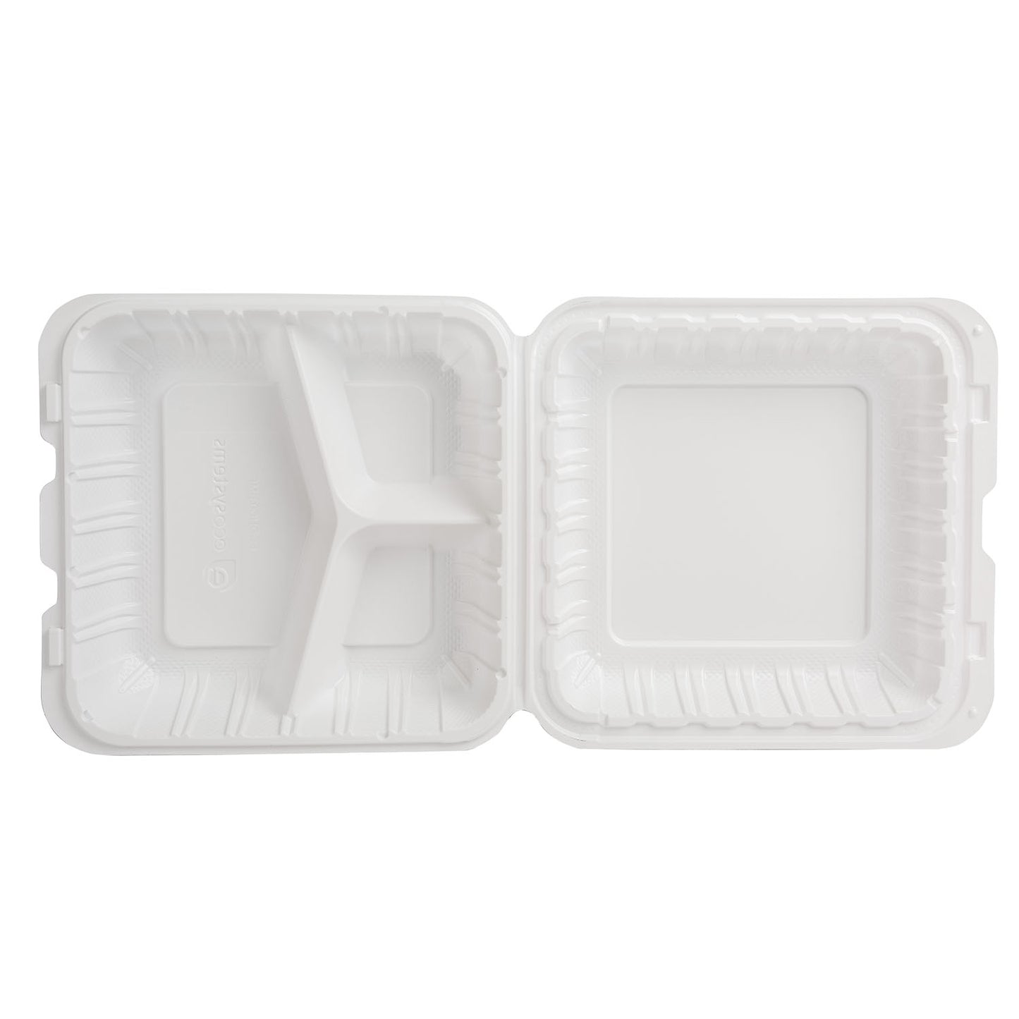 (234) PP ECO White Hinged Container 9x9x3" 150pcs/case