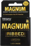 TROJAN CONDOM 3 CT MAGNUM RIBBED