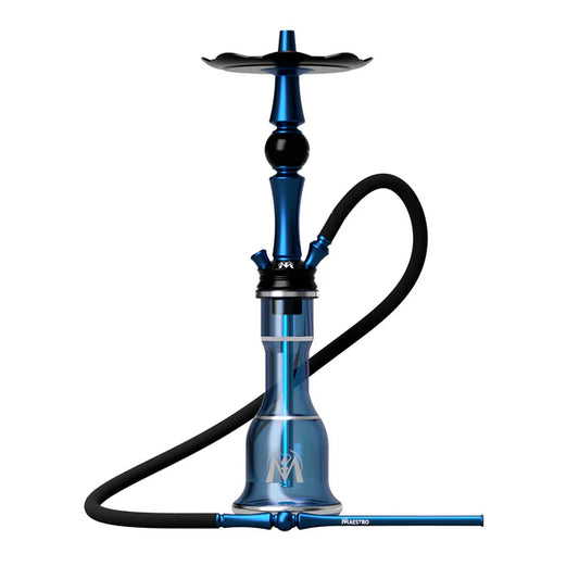 MAESTRO HOOKAH A1 Blue Premium Modern Shisha Pipe with sleek design and durable glass base