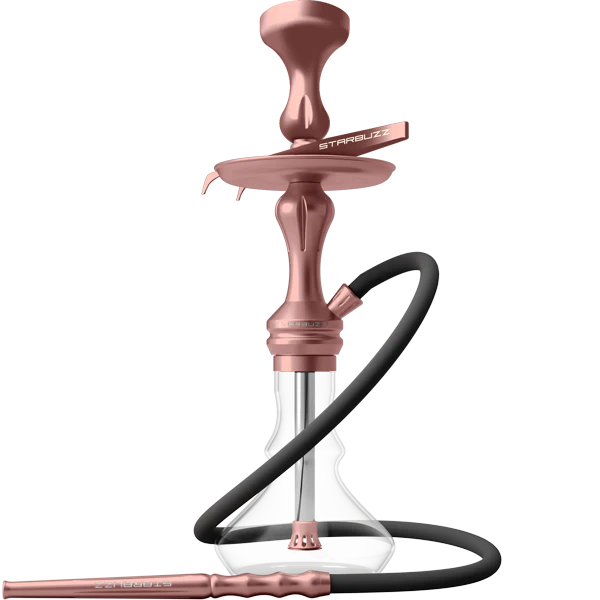 Starbuzz Mini Hookah with glass base and rose gold finish – compact shisha pipe for smooth smoking experience