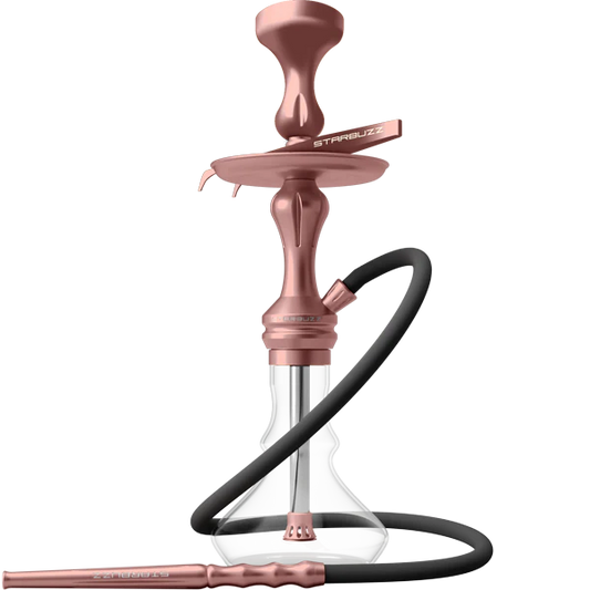 Starbuzz Mini Hookah with glass base and rose gold finish – compact shisha pipe for smooth smoking experience