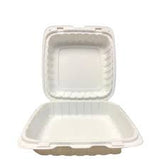 6'X6' SUGARCANE WHITE HINGED CONTAINER 500/PCS   A1018