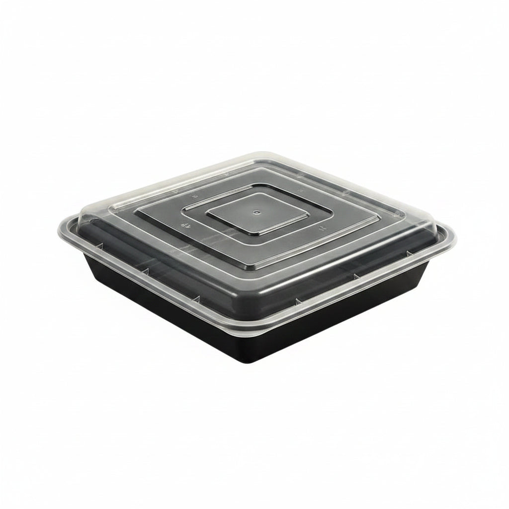 48oz Plastic Square Food Container with Lid  150/Case
