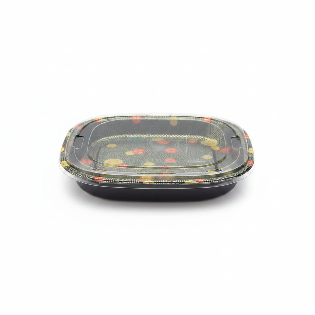 13.39"×13.39" PET Square Sushi Sakura Container 60/Case