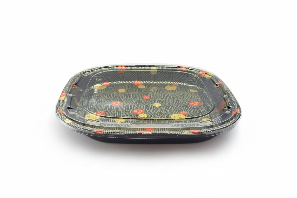 16.14"×16.14" PET Square Sushi Sakura Container 60/Case