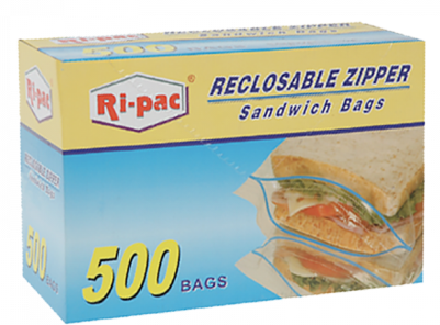 Ri-Pac Reclosable Zipper Sandwich Bags 6.5x5.875 inch, 500 count box – freezer and storage use
