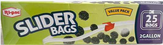 Ri-Pac 2 Gallon Slider Storage Bags 25 count box – extra-large resealable freezer-safe food storage