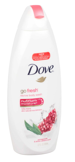 Front view of Dove Go Fresh Revive Body Wash with pomegranate and lemon verbena scent – 200ml Pack of 3