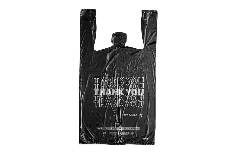 RL1-3 Thank You Bags Black 8x5x16 2.5mil 300pcs