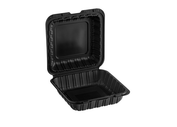 C6- 8x8 Black Hinged Container one compartment 150pcs