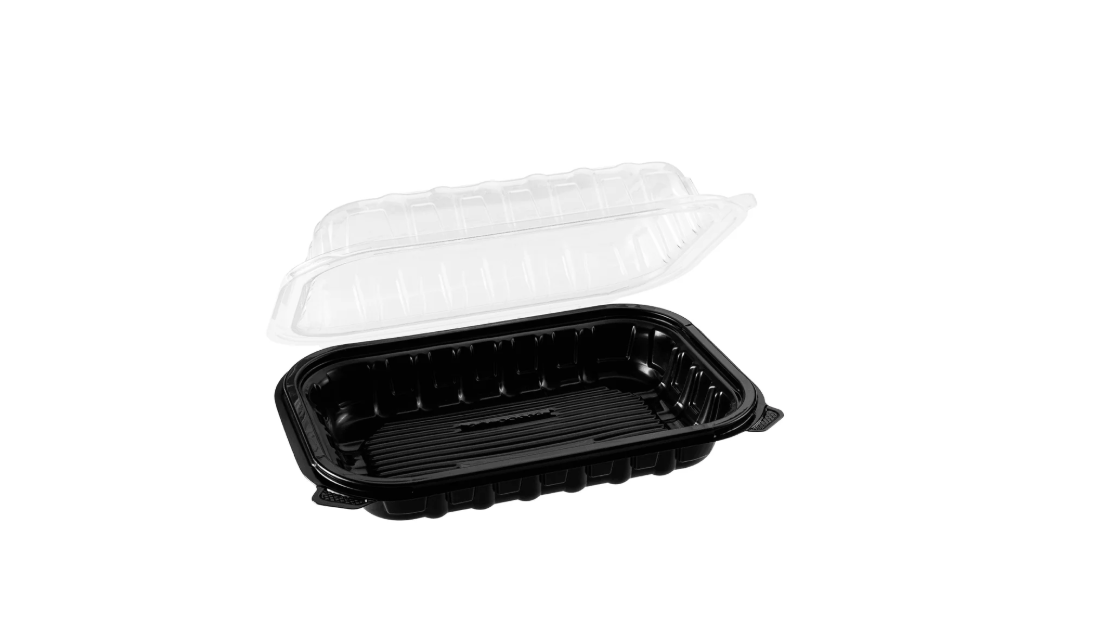 C5- 9x6 Vented Hinged Black Base Container 150pcs