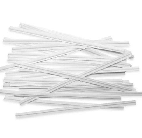 A5- 4” White Twist Ties 2000pcs 25case/box