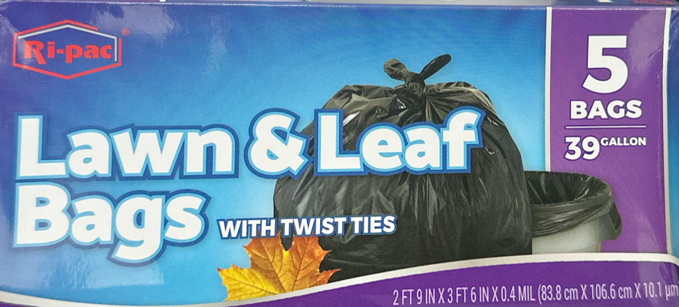 Extra Strong 39 Gallon Black Lawn and Leaf Bags with Twist Ties 5 Count
