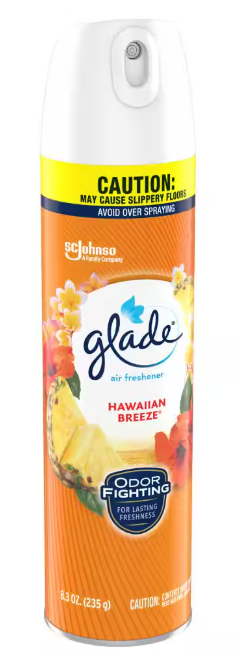 Glade Hawaiian Breeze Air Freshener Spray 8.3 oz can – tropical pineapple and hibiscus scent, odor eliminating spray