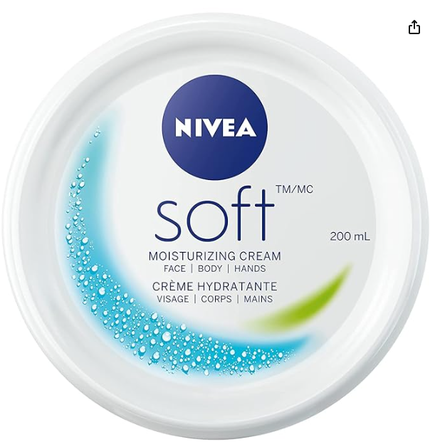 Front view of Nivea Soft Moisturizing Cream jar for face, body, and hands – 200ml