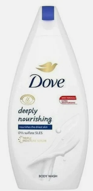 Front view of Dove Deeply Nourishing Body Wash with Triple Moisture Serum – 200ml Pack of 3