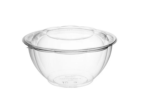 (1514) Clear PET Rose salad bowls & lids 48oz 150set/case