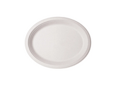 (342) Sugarcane White Oval Plate 10"x12.5" 500pcs/case PFAS FREE