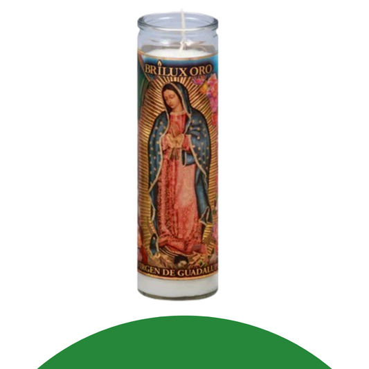 Religious Prayer Candle in Glass Jar with Sacred Artwork