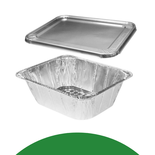 Half size aluminum pans with heavy duty lids bulk 100 count