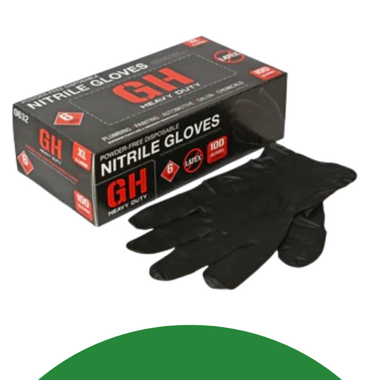 GH Heavy Duty Black Nitrile Disposable Gloves – Powder Free, 6 Mil