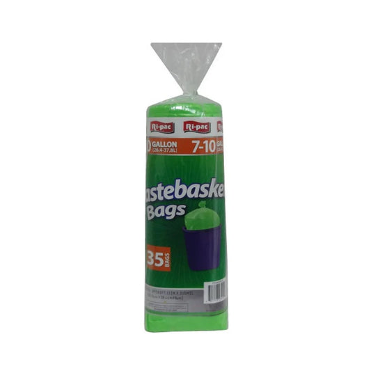 Ri-Pac 7–10 Gallon Green Waste Basket Bags 35 Count Roll