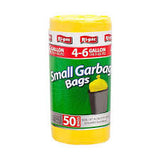 Ri-Pac" Small Garbage Bags, 4-6Gallon  (Yellow), 50Bags/ Roll