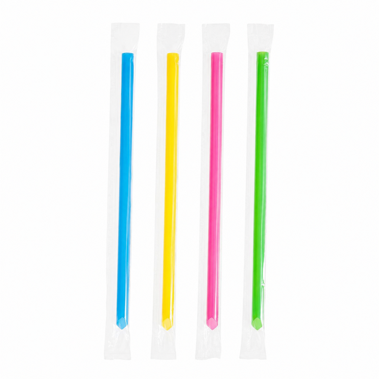 9" Plastic Wrapped Neon  Straws 1600pcs/40bags