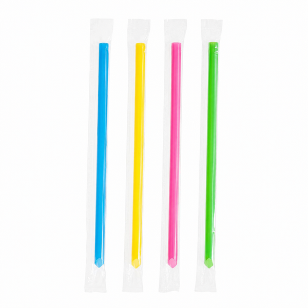 9" Plastic Wrapped Neon  Straws 1600pcs/40bags