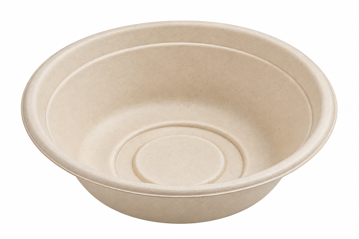 32oz Tan Bagasse Round Bowl - 300pcs/Case