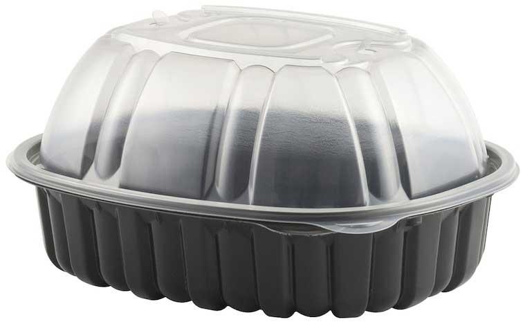 Natures Best polypropylene large black roaster with clear vented lid container – 170 per case
