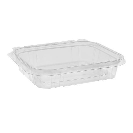 16 oz Shallow RPET Clear Hinged Lid Deli Containers – Case of 200