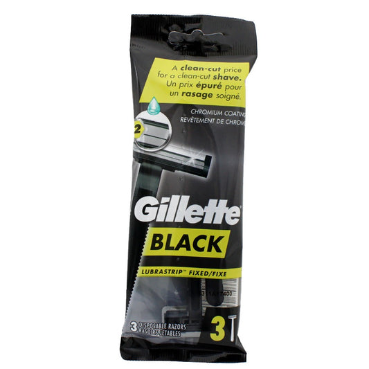 Gillette Razor 3 Ct Black Fixed (16 pack)