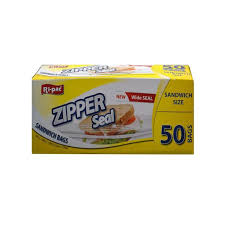 Ri-Pac Sandwich Size Zipper Storage Bags 50 count box – resealable freezer-safe food storage