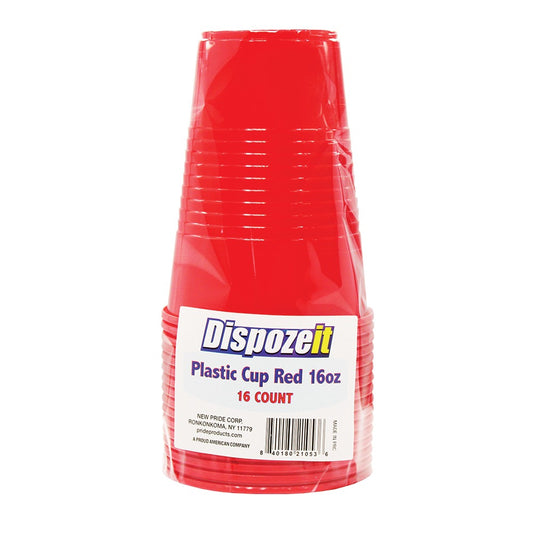 Dispozeit Plastic Cup 16 Oz 16 Ct Red