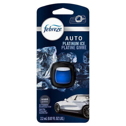 Febreze Car Air Freshener 0.07 Oz Vent Clip Platinum Ice ( 8 pack)