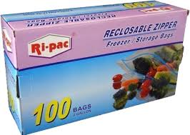 "Ri-Pac" Zipper Bags, Freezer/Storage 13 x 16 IN, 2GL, 100 Ct