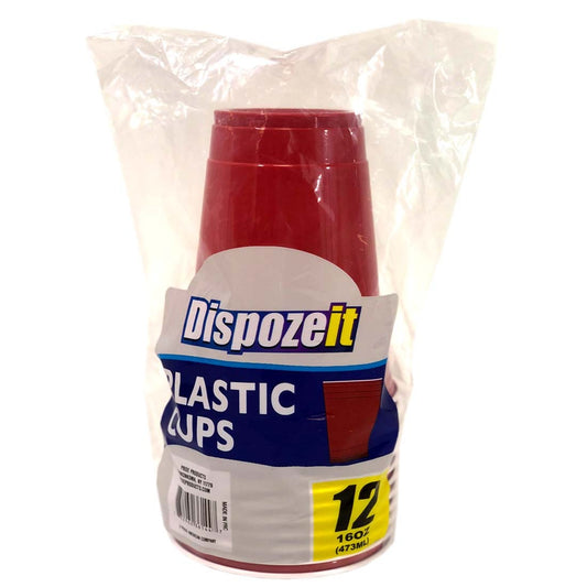 Dispozeit Plastic Cup 16 Oz 12 Ct Red Compares to Solo ( 12 pack)